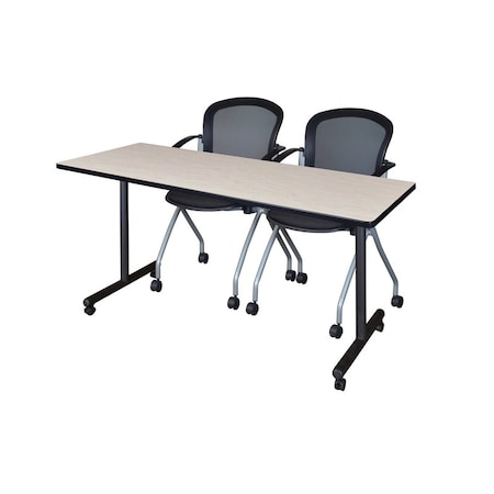 Regency Regency Kobe 60 x 24 in. Mobile T-Base Training Table- Maple, 2 Cadence Nesting Chairs MKTRCC6024PL23BK